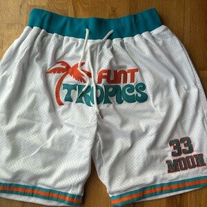 Excellent! Mens FLINT TROPICS Jackie Moon SEMI-PRO 2008 Basketball Shorts L